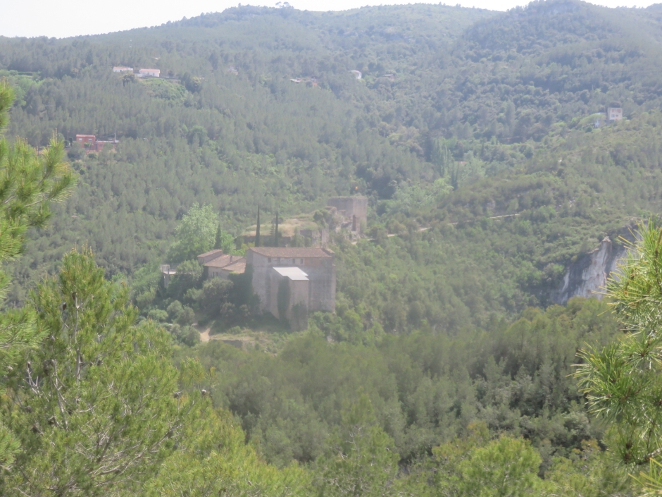 Imatge des del nord del conjunt del castell, envoltat de cingleres.