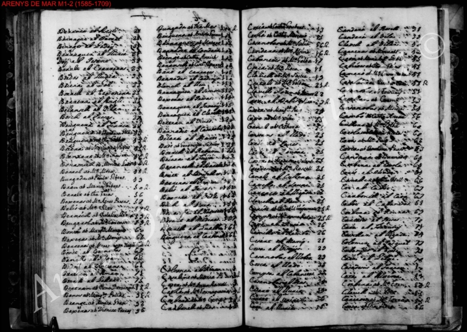 CAT ADG 31-1 1 3 1 M1-2 Llibre de Matrimonis I-II de la parròquia de Santa Maria d'Arenys de Mar (1585 - 1709)