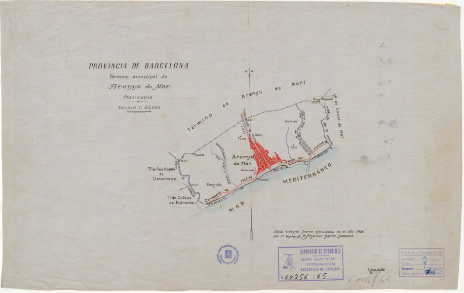 Mapa planimètric del terme municipal d'Arenys de Mar. RM.118487. ICGC