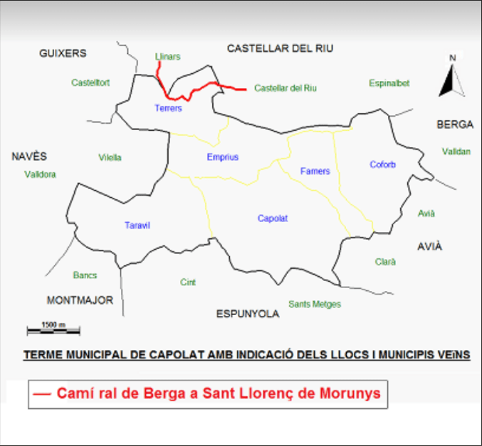 Situació del camí ral de Berga a Sant Llorenç de Morunys (SAB, 2004)