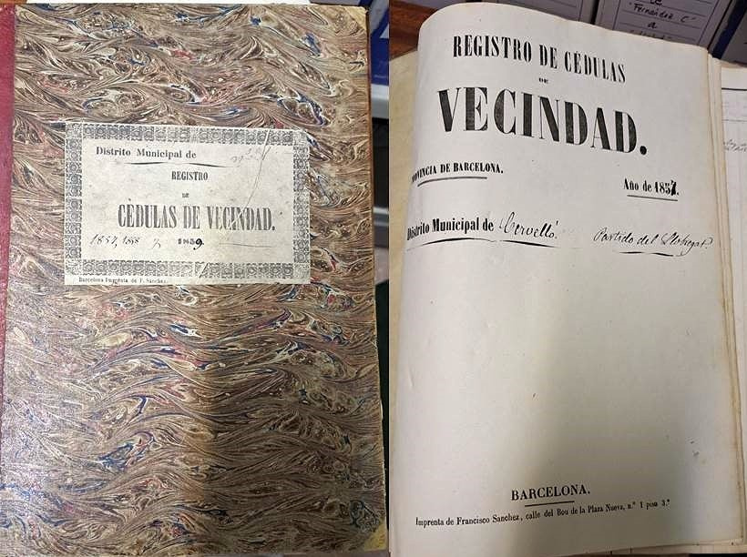 Padró d'habitants de Cervelló dels anys 1857, 1858 i 1859. 