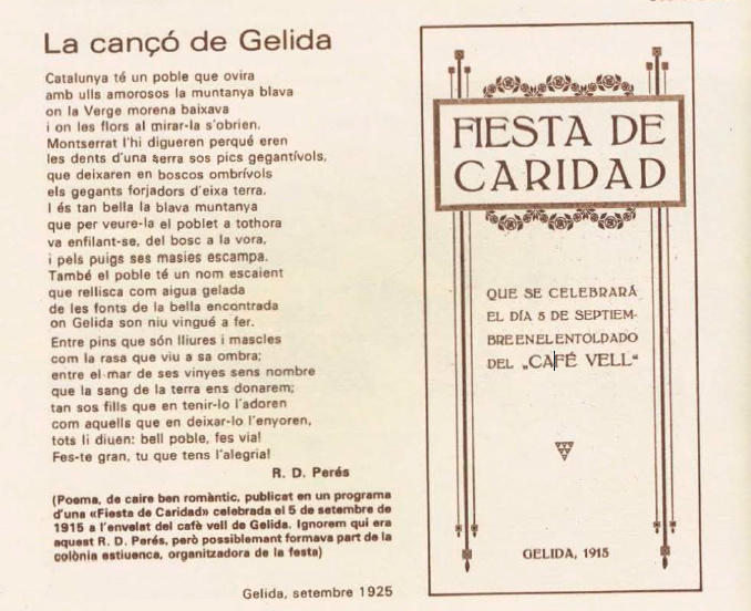 Font: Programa de Festa Major de l'any 1985. Ajuntament de Gelida.
