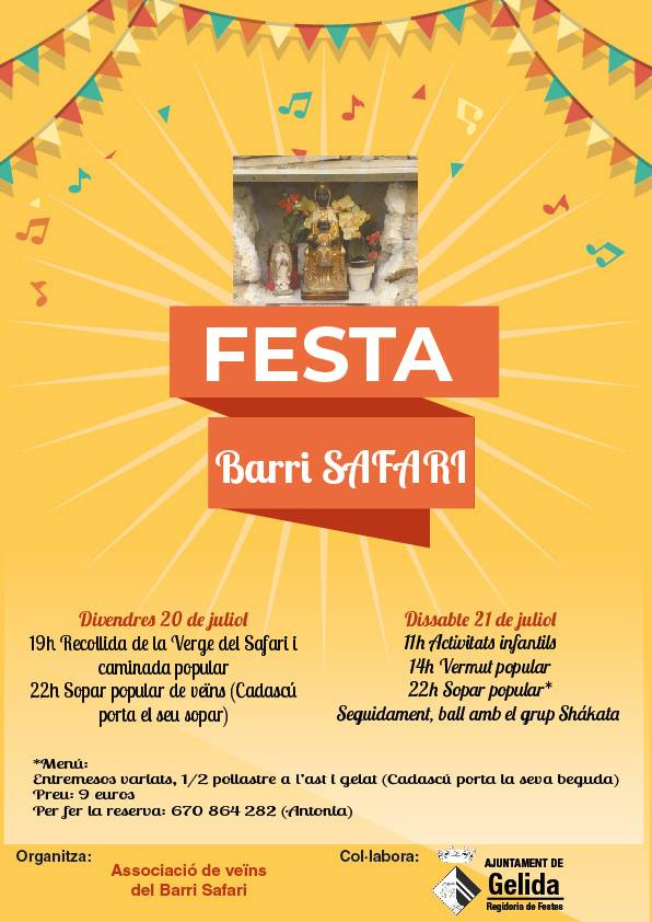 Font: Facebook de l'Ajuntament de Gelida. Festa del barri Safari, 2018
