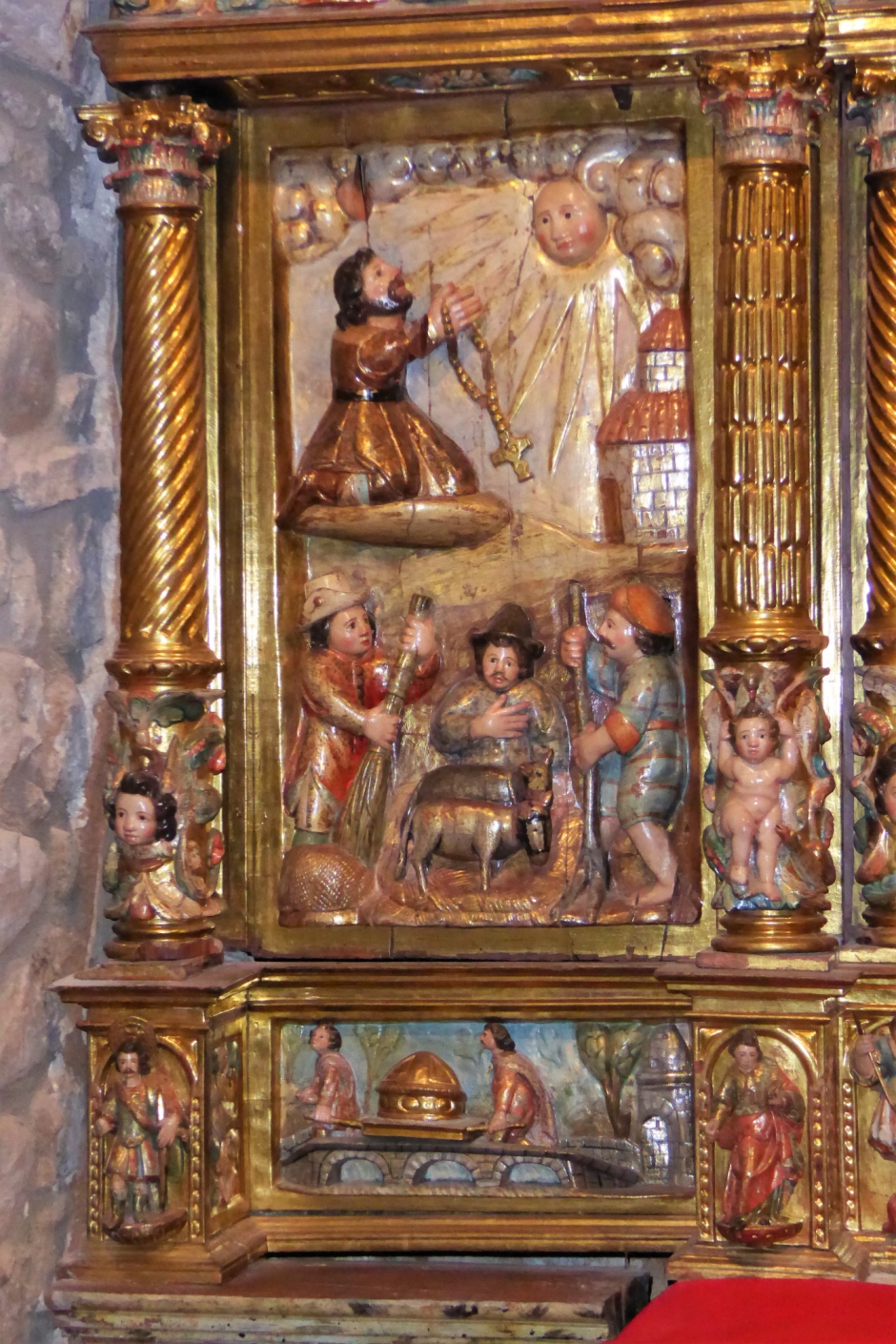 Escena del miracle de sant Galderic i, a la predel·la, trasllat de les relíquies de sant Galderic