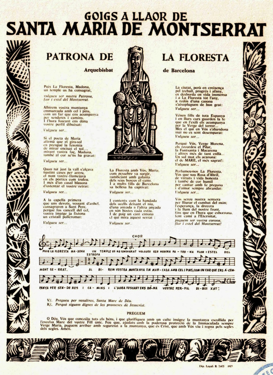 Goigs a la Mare de Déu de Montserrat (Patrona de la Floresta). Fotografia: Alguns goigs