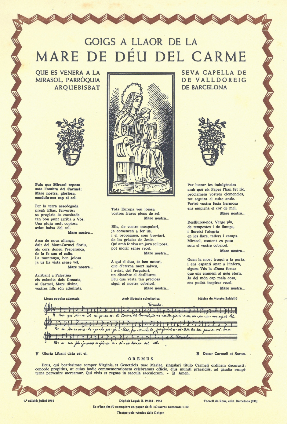 Goigs a la Mare de Déu del Carme. Fotografia: Alguns goigs