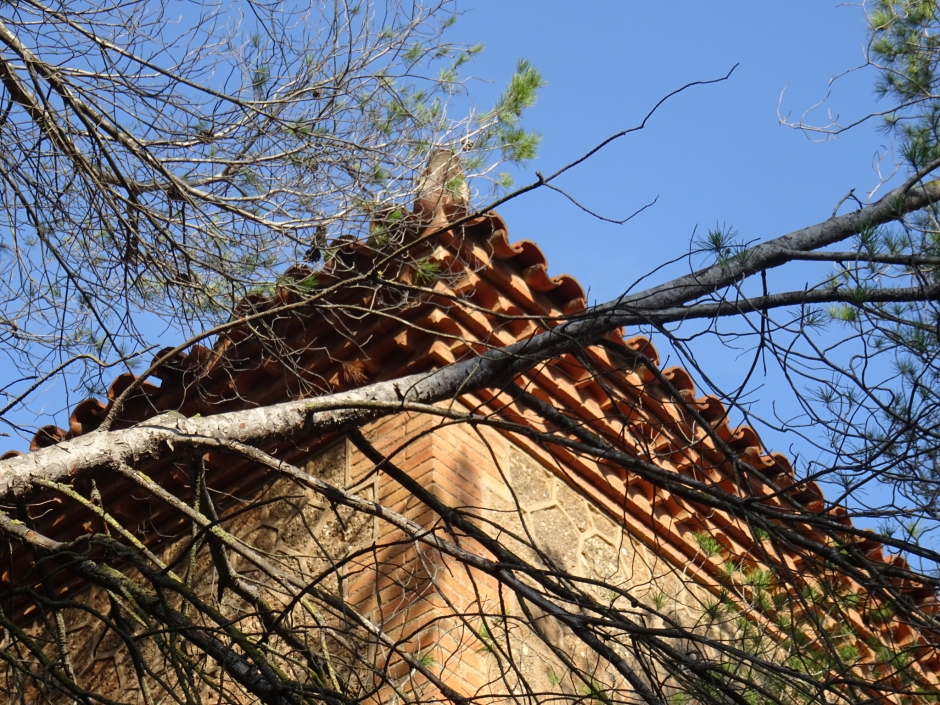 Detall del coronament de la casa de Silvestre Joan Fuster.
