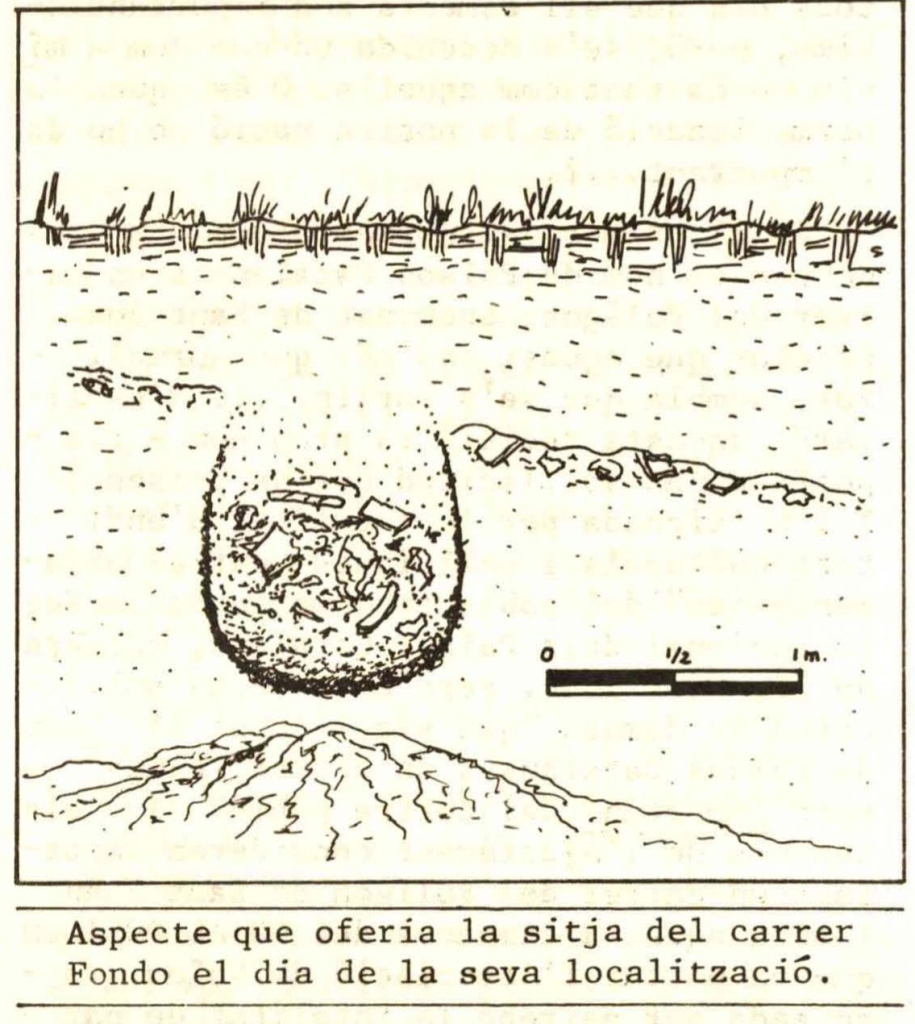 Dibuix de la sitja descoberta a la finca número 5 del carrer Mossèn Antonino l'any 1971. (Autor: Juli Ochoa. Font: La Vall de Verç núm. 20).