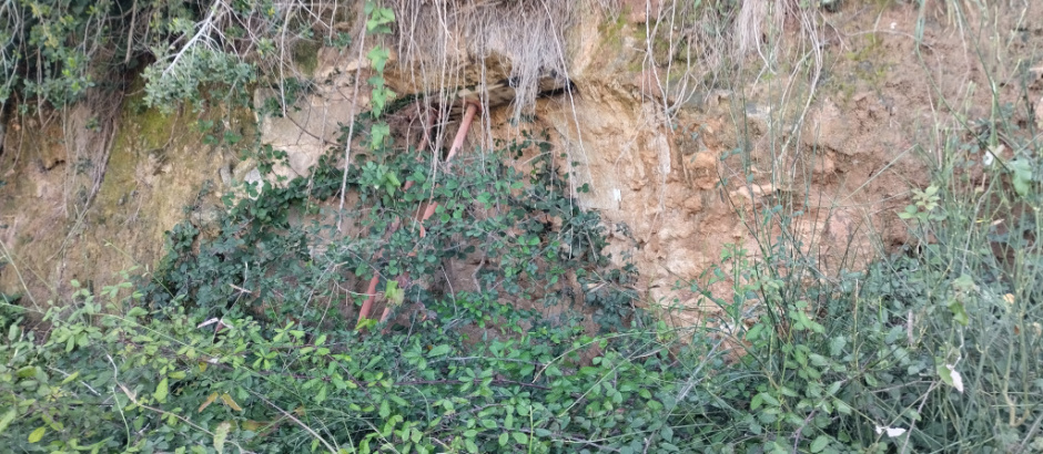 Vista detall del parament del mur i la volta del carcabà.
