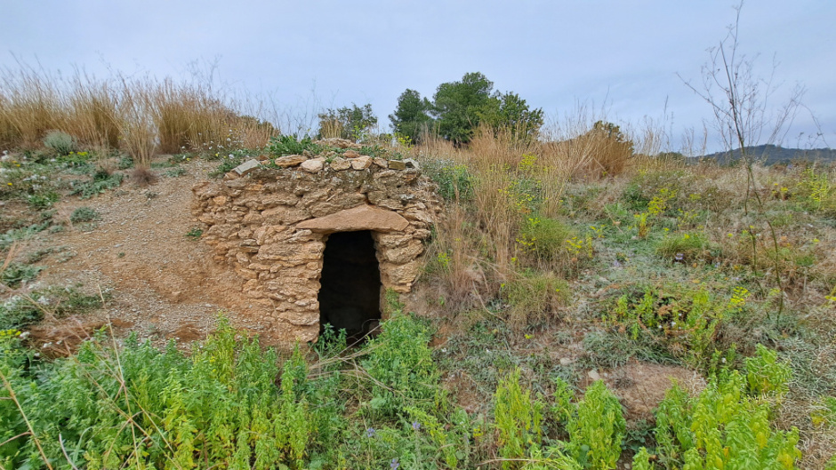 Vista general de l'emplaçament de la barraca al marge.