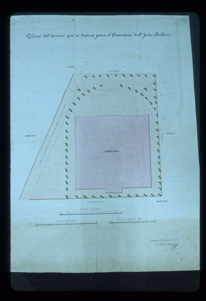 Plànol del projecte per la construcció del cementiri municipal de l'any 1861. Font: Arxiu Municipal de Sant Just Desvern.
