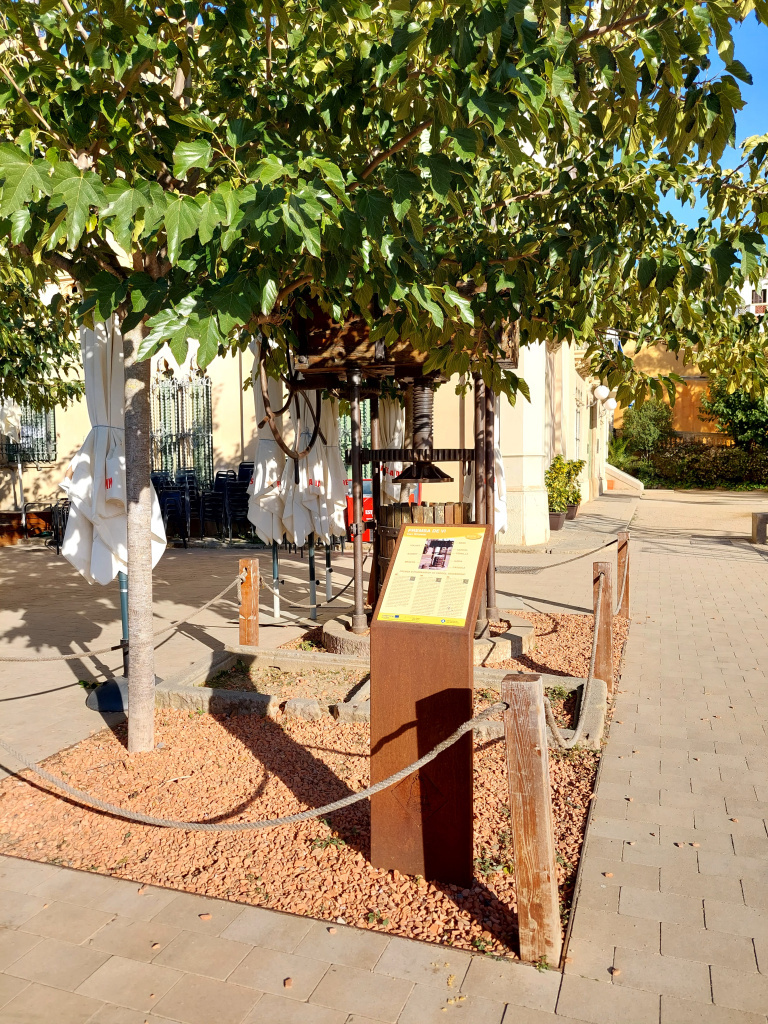 Vista general de l'emplaçament de la premsa al jardí.