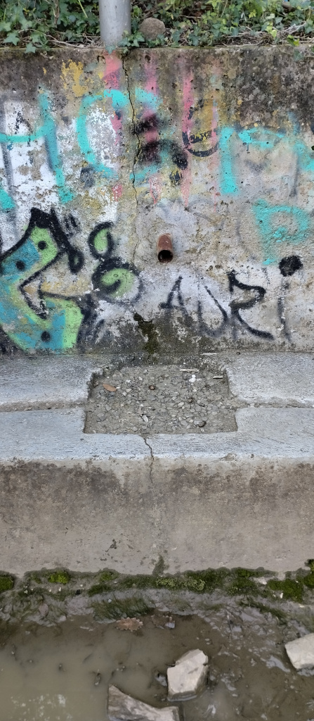 Vista detall del broc i de la pica de la font.