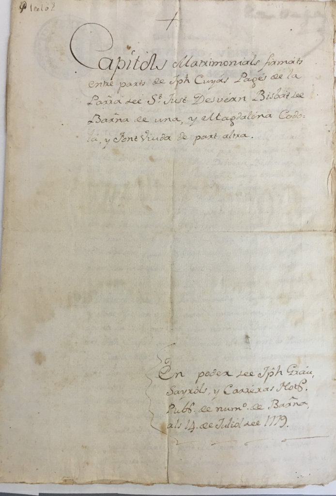 Capítol Matrimonial. CM1 1779. 664.29, p.1