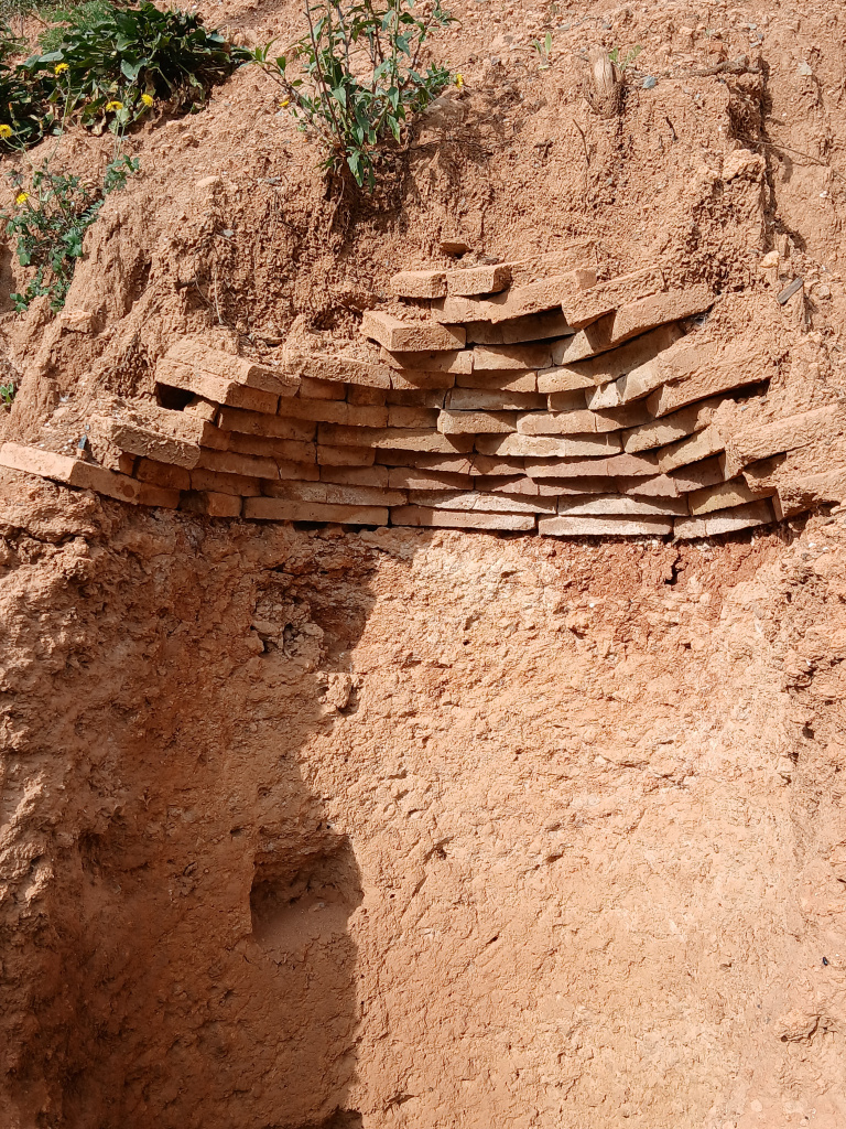 Detall de la volta de maó disposat en sec, solució constructiva per realitzar la coberta. 