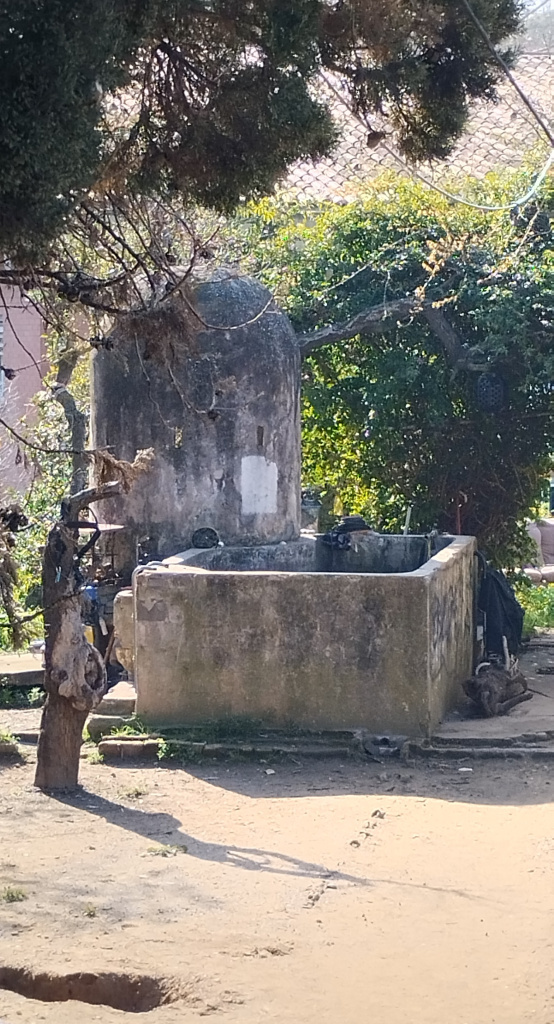 Vista detall del conjunt format pel safareig i el pou. 