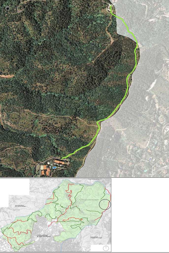 Ortofotomapa i plànol amb situació de la carrerada de França. (Font: Àrea de Territori: Urbanisme i Sostenibilitat i Medi Ambient. Ajuntament de Sant Just Desvern).