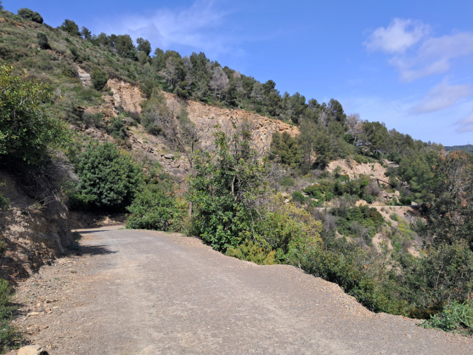 Tram del camí amb la pedrera al fons.