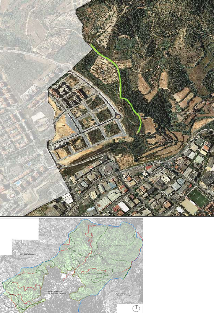 Ortofotomapa i plànol amb situació del camí de La Salut. Font: Àrea de Territori: Urbanisme i Sostenibilitat i Medi Ambient. Ajuntament de Sant Just Desvern.