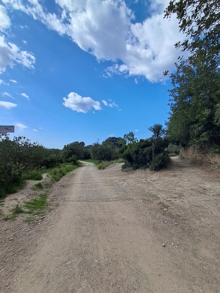 Tram del camí més ample amb paviment de terra.