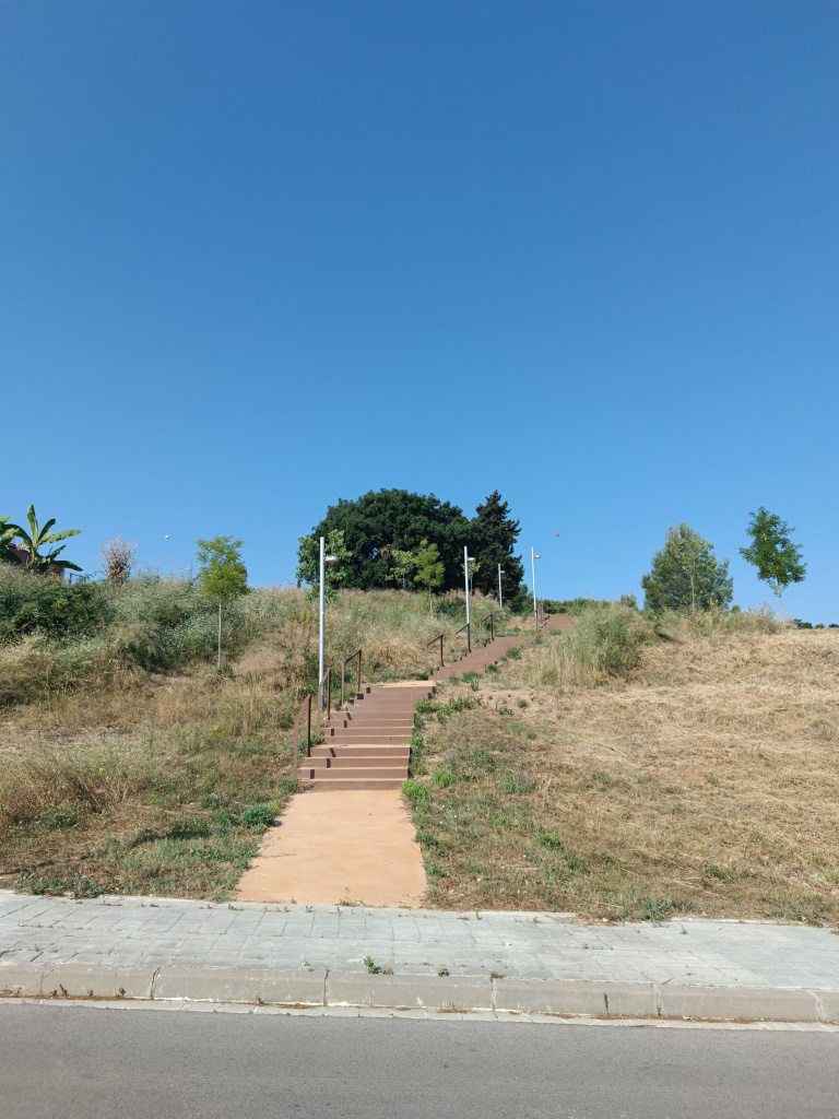 Escales d'accés amb el roure al capdamunt