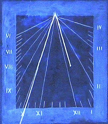 Imatge polaritzada del rellotge de La Casa Nova a partir de la fotografia d'A. Andrés. Tractament de la imatge: Laura Bosch (2024).