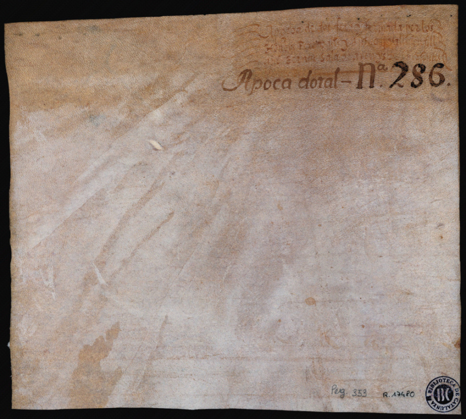 Biblioteca de Catalunya: PergamiBC_35186_full_pergamí 353_Dot_rect