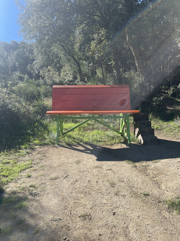 Imatge frontal del banc gegant de Vilalba Sasserra. Font: Fotografia pròpia